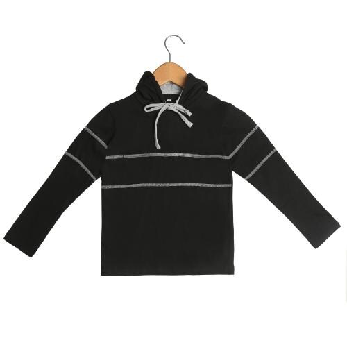 Diaz Boys and Girls Full Sleeves Hooded Neck Cotton T-Shirt/Hoodies for Boy's Size 10-11 Y For Color Black