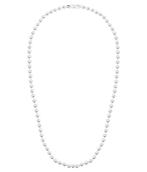 ELOISH Sterling Silver Sleek Italian Chain. Silver Ball Design Chain.