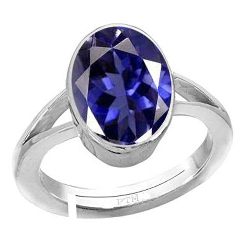 Ptm Iolite 5 Carat Natural Gemstone 925 Sterling Silver Adjustable Ring