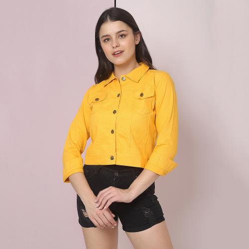 BuyNewTrend Women Yellow Twill Causal Jacket