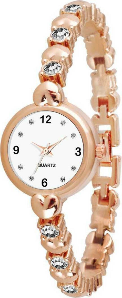 HRV White Dial Rose Gold Strap Analog Watch For Women