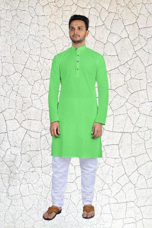 MAGASTIC Men Light Green Solid Pure Cotton Ethnic Dress