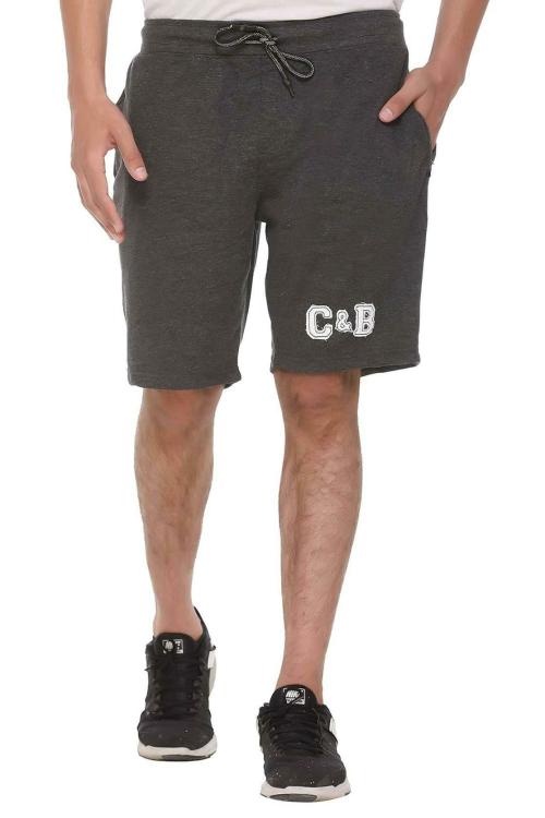 Colors and Blends Men Anthra Melange Plain / Solid Standard Length Shorts
