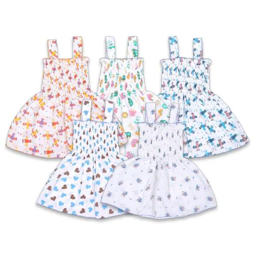 Silver Fang Kids Girls Maxi/Full Length Spring Frock Pack of 5