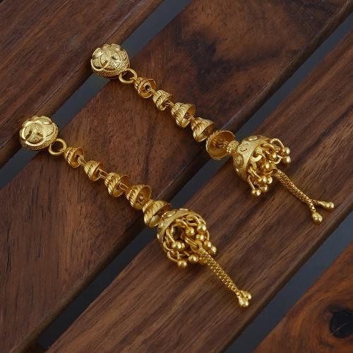Mansiyaorange Golden Sui Dhaga Jhumki Earring For Women