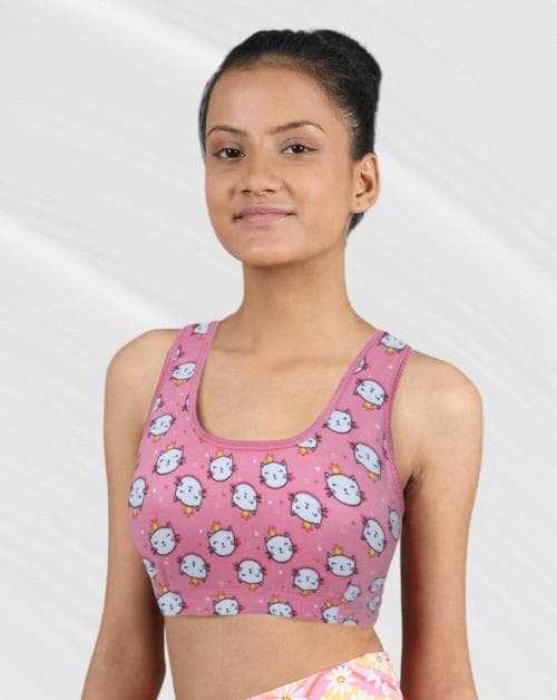 Dchica Girls Cute Kitties Non Padded Non Wired Beginner Bra