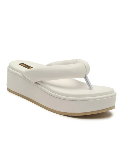 Flat n Heels White Platform Heel Sandals for Women