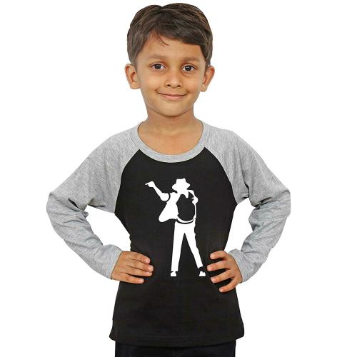 Limit Fashion Store Boys or Girls Grey and Maroon Cotton Michael Jackson Dancing Pose Printed T- Shirt
