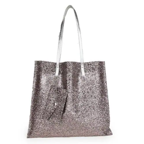 ANTIN Silver Shimmer Tote Bag for Women & Girls.