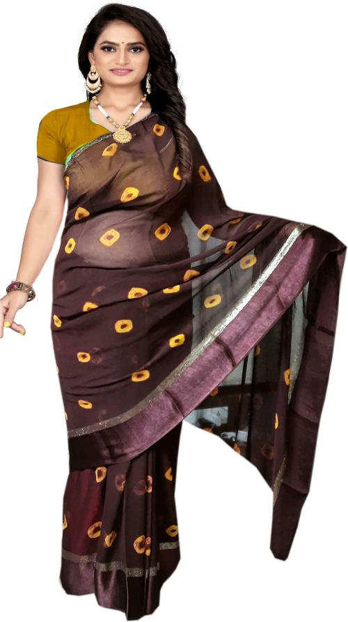 Stylish Sarees Rajasthani Bandej Women Purple Printed Viscose Rayon Saree