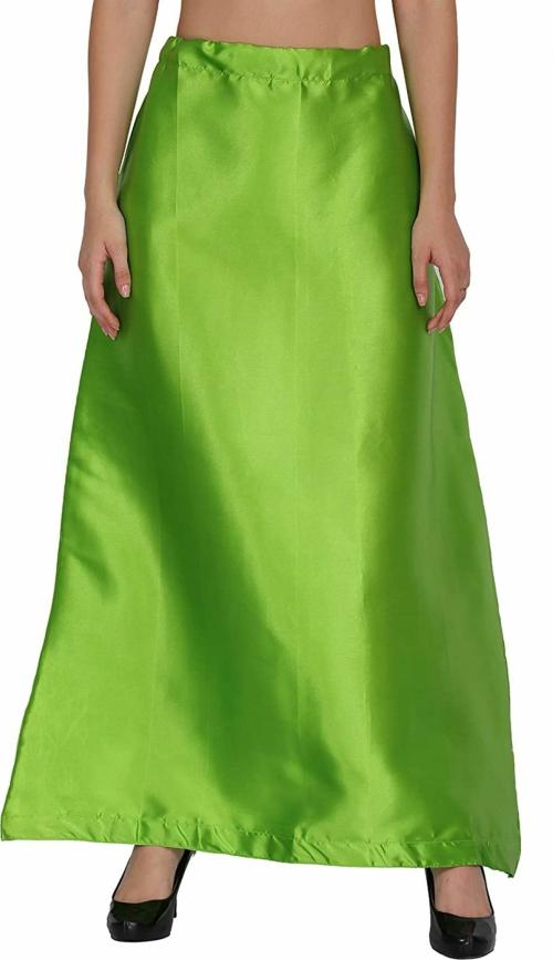 Guddan Neon Green Pure Satin Petticoat (Free Size)