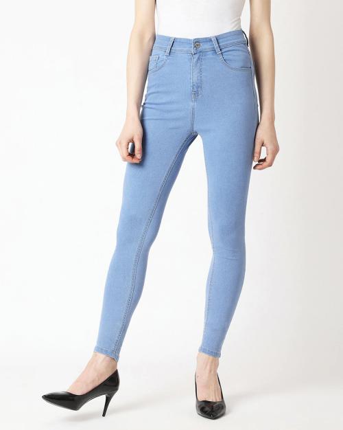 Villain Stretchable Skinny Fit Jeans for Women Light Blue