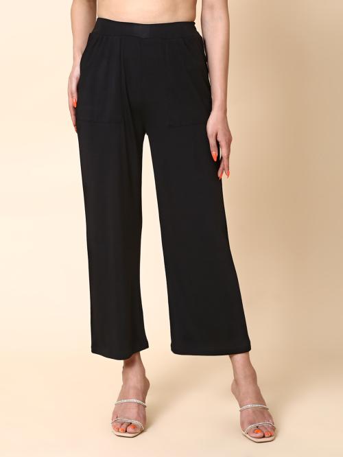 Viosfaira Women Trousers Relaxed Straight Leg Flared High-Rise Non Iron