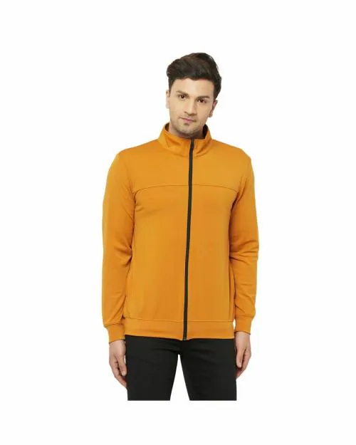 Buy Glito Mustard Solid Stretchable Regular Fit Sports Wear Jacket