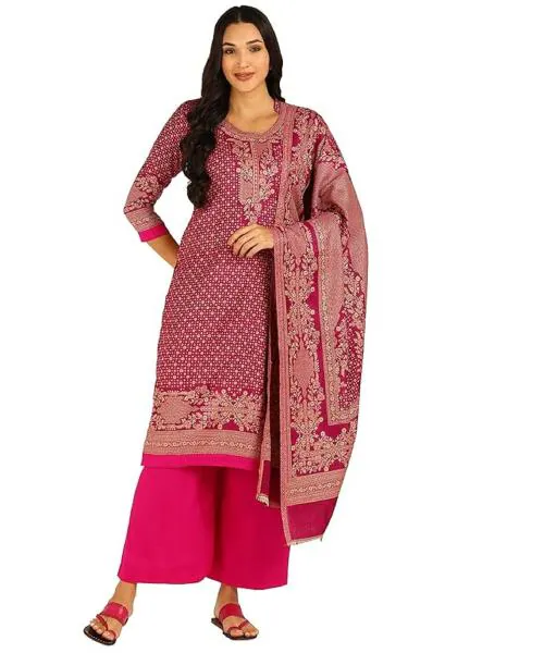Jayri Women's Cottswool Unstitched Kurta & Palazzo Kani Jamawar Design Suit Material with Shawl for Winter
