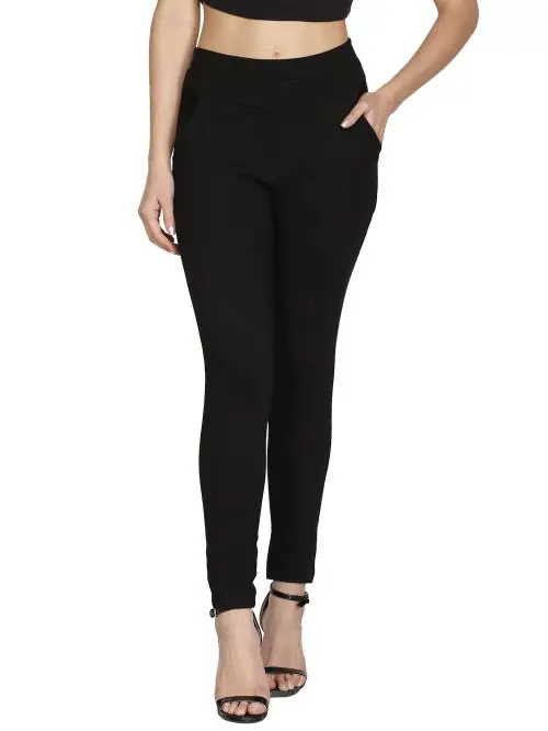 Glossia Fashion Black Skinny Fit Solid Stretchable Ankle Length Jeggings| High Waist Jeggings For Women/Girls