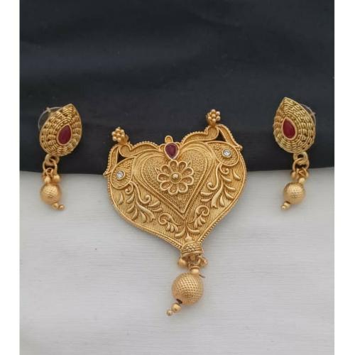 SMARANA Brass Mangalsutra Pendant with Earrings Set for Women
