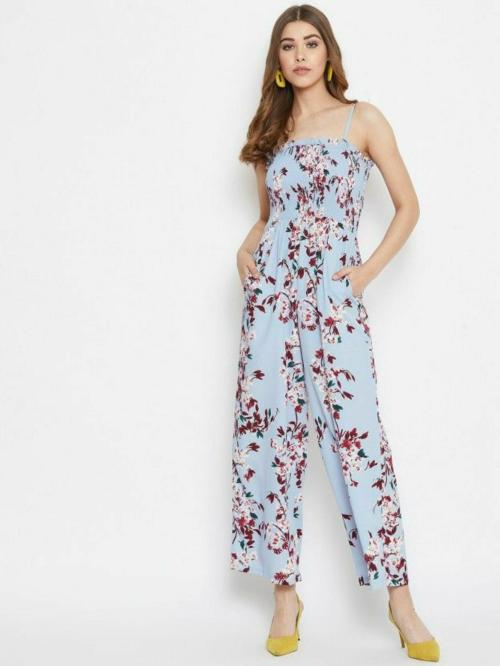 Fabrange Blue Floral Romper Jumpsuit | Dresses | Women Dress | Party Dress | Maxi | Western Dress | Printed Gown | midi dresses | Dress for Women | Maxi Dress for women