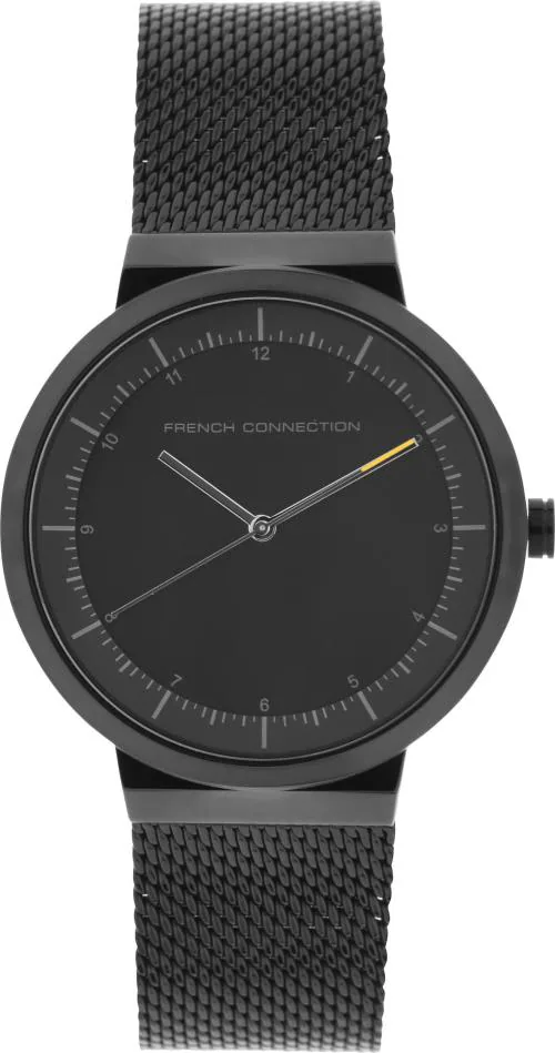 French Connection Analog Blue Dial Black Strap Watch For Men