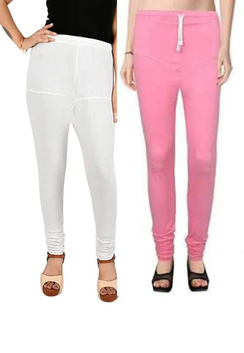 Kex white Light Pink Solid Cotton Churidar Length Leggings women Leggings Girls Leggings Leggings for women Ruby Leggings