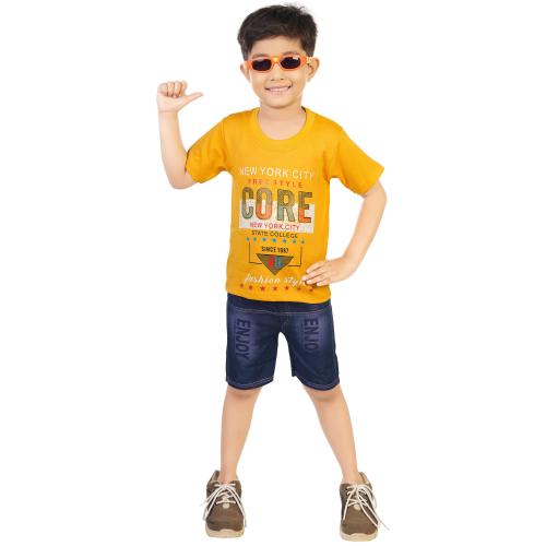 Kavshil Yellow CORE Tshirt withHalf pant Jeans