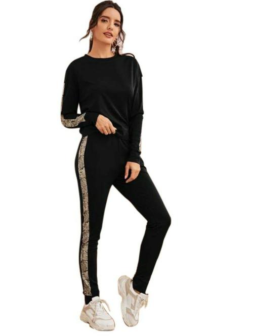 Andaria Fashion Hub Cotton Stylish Sports Use Tracksuit Women's Yoga Track Suit ( BLACK-XL)