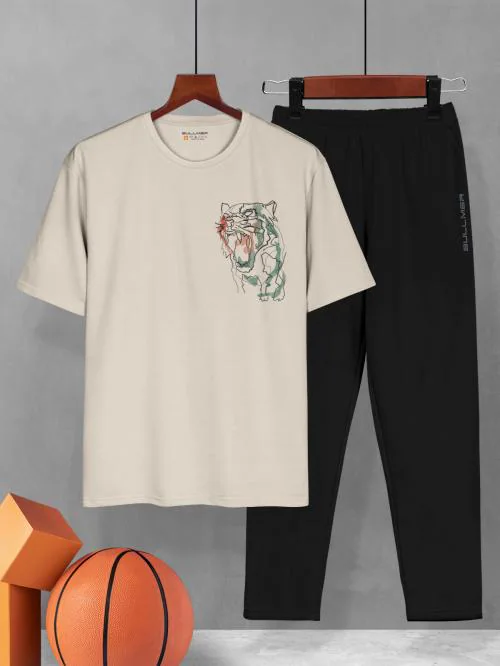 BULLMER Trendy Clothing Set with Oversized T-Shirt & Pants Co-ords for Men.