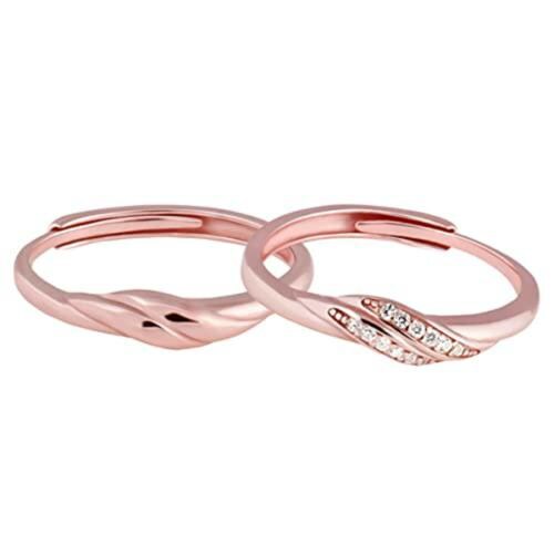 Giva Sterling Silver Adjustable Rose Gold Couple Goals Ring