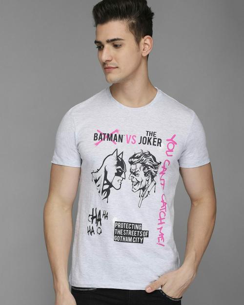 Free Authority Men Batman Printed Grey Tshirt