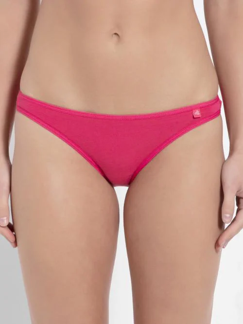 Jockey Style SS02 Women's Super Combed Cotton Elastane Stretch Low Waist Bikini With Concealed Waistband and StayFresh Treatment - Ruby