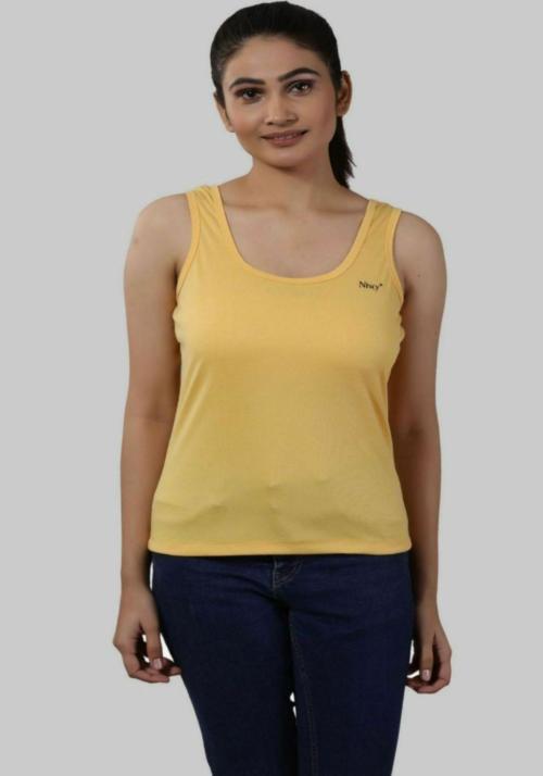 Nivcy Large Solid Satin Women Yellow Camisole