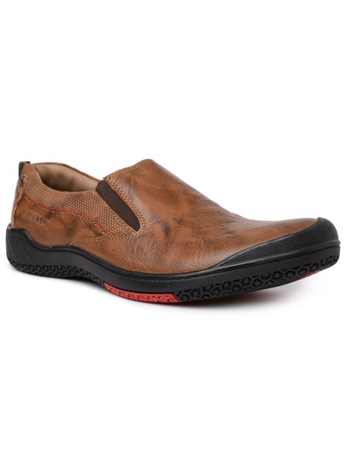 Buckaroo: STONE NX Genuine Leather Tan Casual Slip-On Shoes For Mens