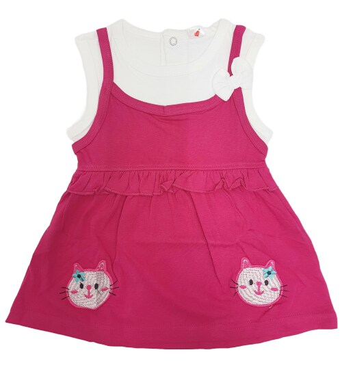 Happykid Cute A-line Dress for Baby Girls (Pink, 0-3 Months)