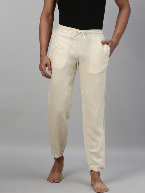 Ecentric Men's light brown colour solid lounge pant
