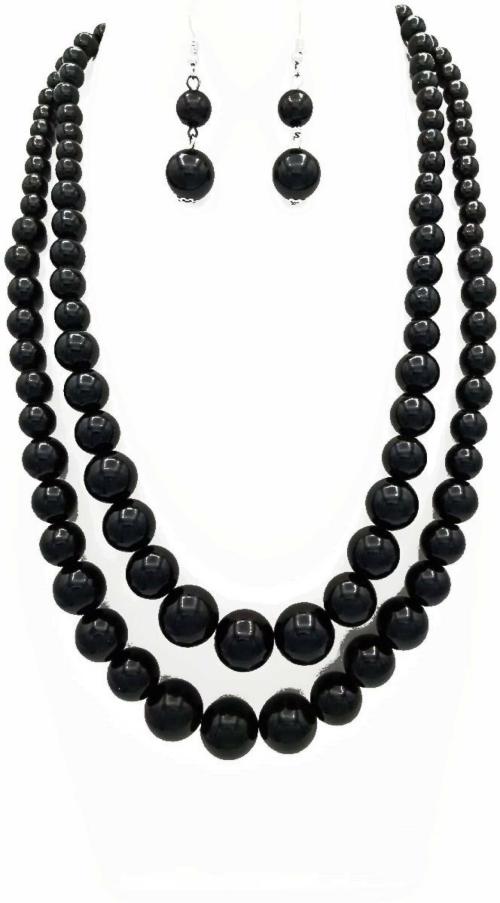 Buy Nakoda Art Jewellery Black Mother of Pearl Earring, Chain and