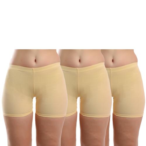 Missfire Women Stretchable Cycling Shorts, Short Tights for women (Pack Of 3) (Cream)