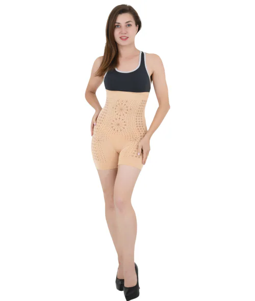 OLSIC High Waist Abdomen Slimming Short Pants Tummy Control Panties Women Body Shaper Beige.