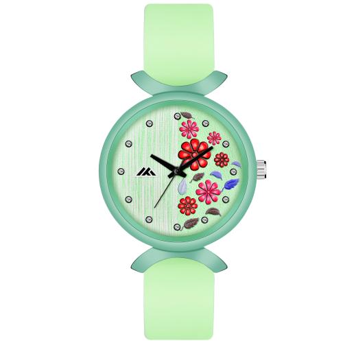 LORETTA New Stylish Designer Green Color Slim Silicone Belt Analog Watch For Girls & Women