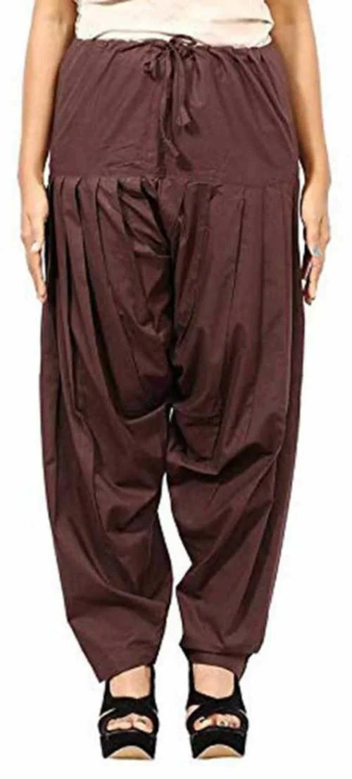 Imago Chocolate Brown Cotton Patiala Salwar Pant For Women ( Free size Upto 48)