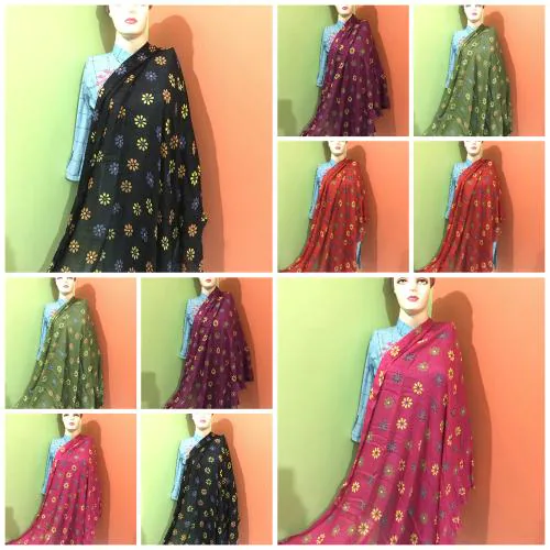 IGNOTO (Pack of 10) Elegant Fancy Women Dupattas || Faux Cotton Chiffon Casual Dupattas for Women's & Girls || Color & Pattern:- Assorted