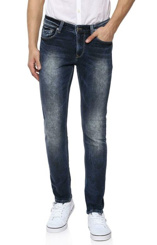 Spykar Men Blue Cotton Slim Fit Narrow Length Clean Look Low Rise Jeans (Skinny)