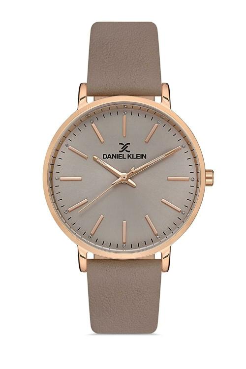 Daniel Klein Analog Grey Dial Brown Strap Watch For Women