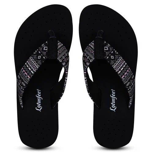 Lotusfeet Women Slipper Orthopaedic & Diabetic Comfortable Doctor Recommended Slipper 35Euro Black