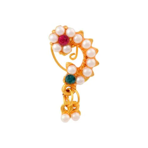 ADMIER Maharashtrian Diamond Banu marathi Nose pin Nath Nose Ring for Wedding Women Girls design Traditional Pearl Jewellery