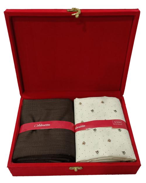 Arvind Polycotton Tan Printed Shirt & Trouser Fabric