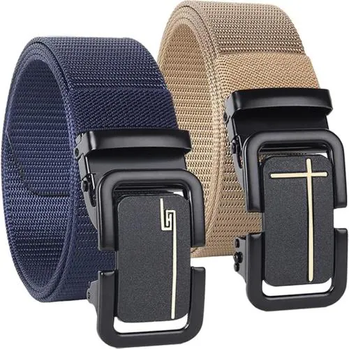 DALLER Unisex Nylon & Canvas Waist Belt For Men & Women, (Pack of 2), Fits on upto 40 inches Waist Size