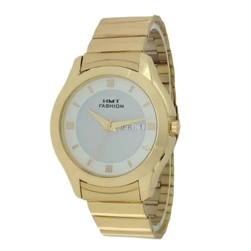 HMT FASHION Analog Watch with Day Date- for Men (Gold Dial) (White Dial)