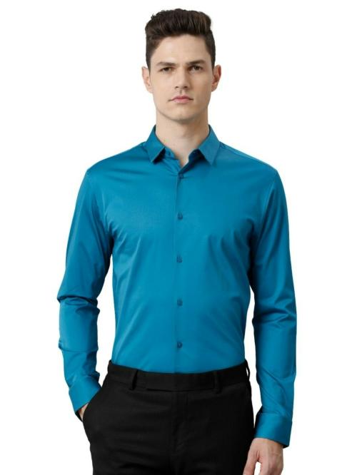 Buy THE COLLECTION Mens Blue Solid Full Sleeve Shirt Online at Best