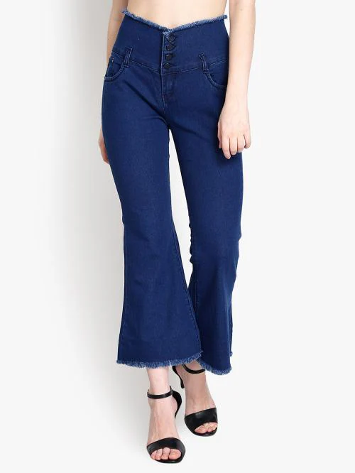 Women High Waist Bell Bottom Jeans| high waist flayered ladies jeans| bell bottom jeans for ladies||stretchable|bell shape fit jeans|jeans for ladies