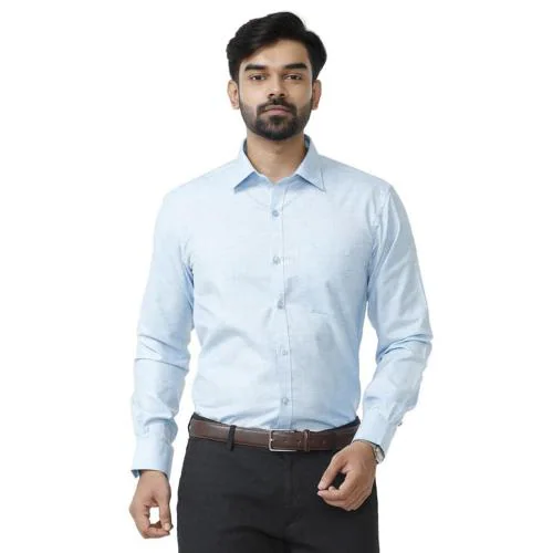 UATHAYAM_Ariser Tuscany Light Blue Cotton Rich Solid Formal Full Sleeve Slim Fit Shirt for Men (Pack of 1)